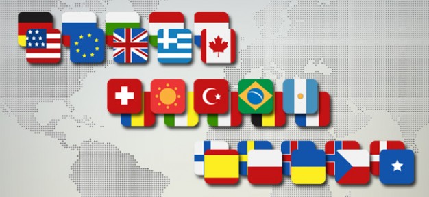 مجموعه آیکون پرچم کشورها به صورت PSD